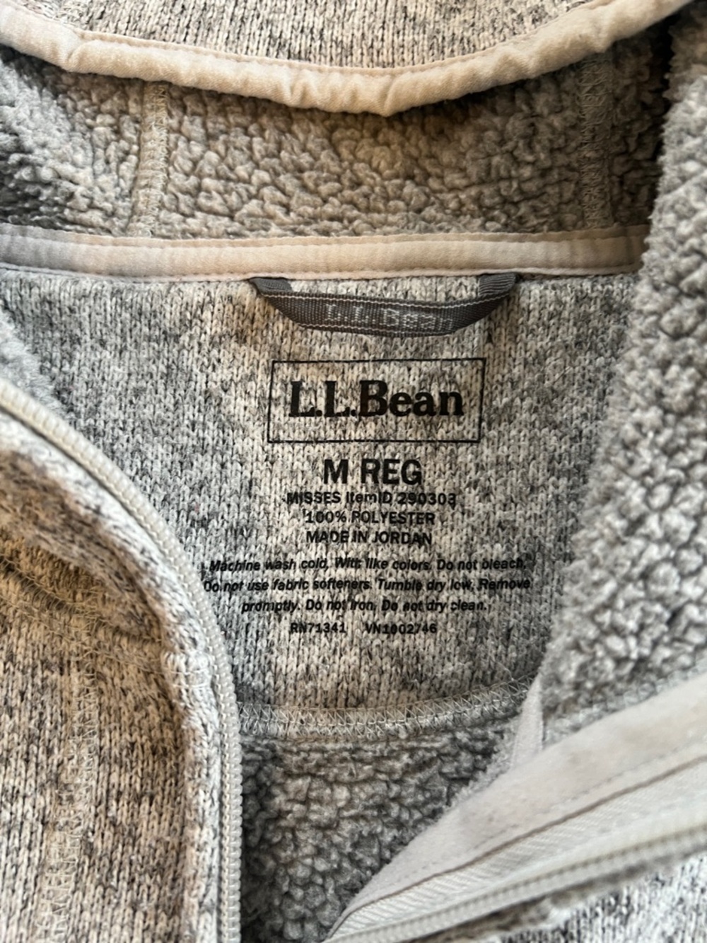 L.L.Bean Sweater Fleece Coat, Hood, Pockets, Zipper, Longer Fit, Grey, Sz M - Picture 2 of 13